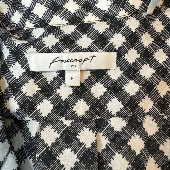Foxcroft NYC Tunic Blouse Womens Black White Long Sleeve Button Front Size 6 - Picture 5 of 11